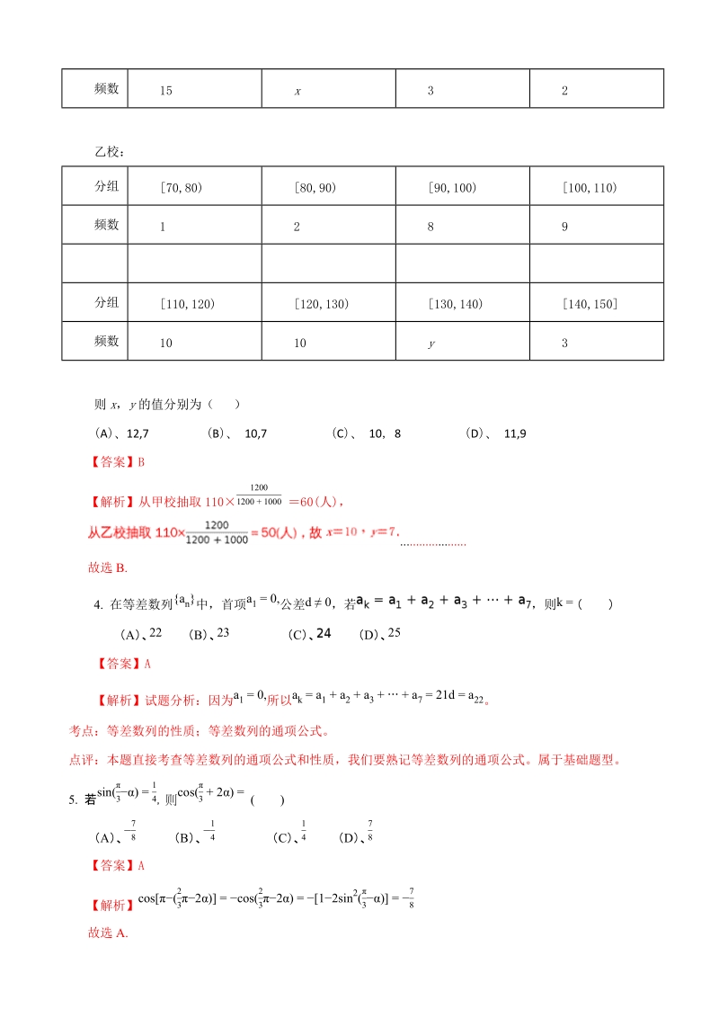 2016年福建省福州市高三基地校总复习综合卷数学试题（解析版）.doc_第2页