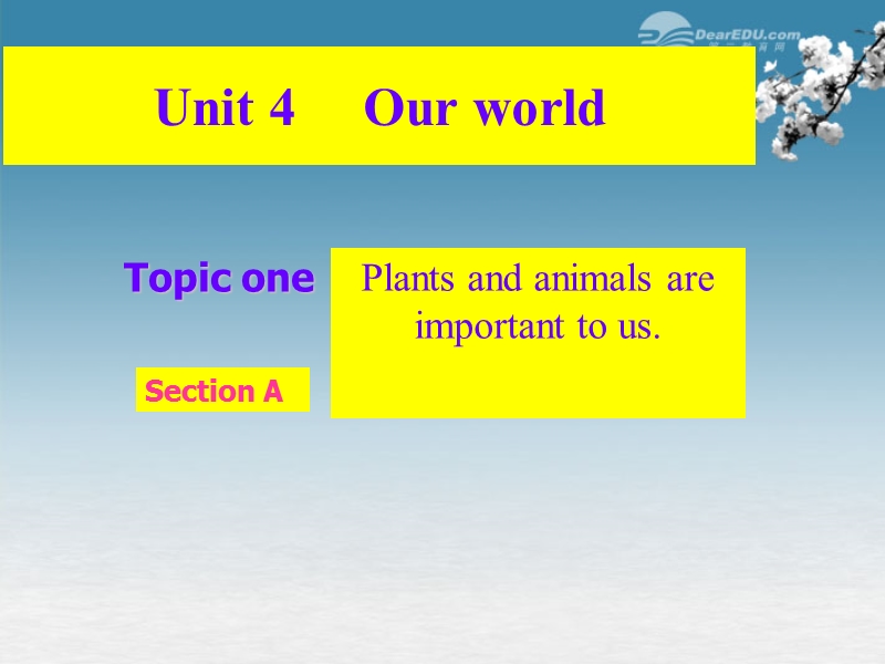 八年级英语上册《unit 4 our world topic 1 plants and animals are important to us》课件 仁爱版.ppt_第1页