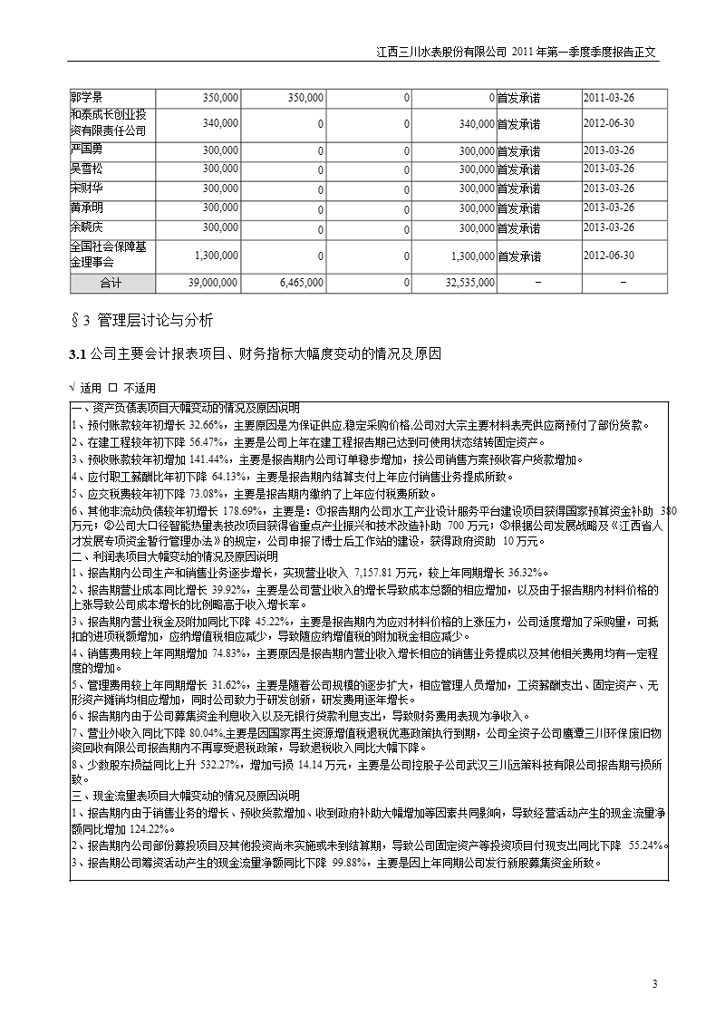 三川股份：2011年第一季度报告正文.ppt_第3页