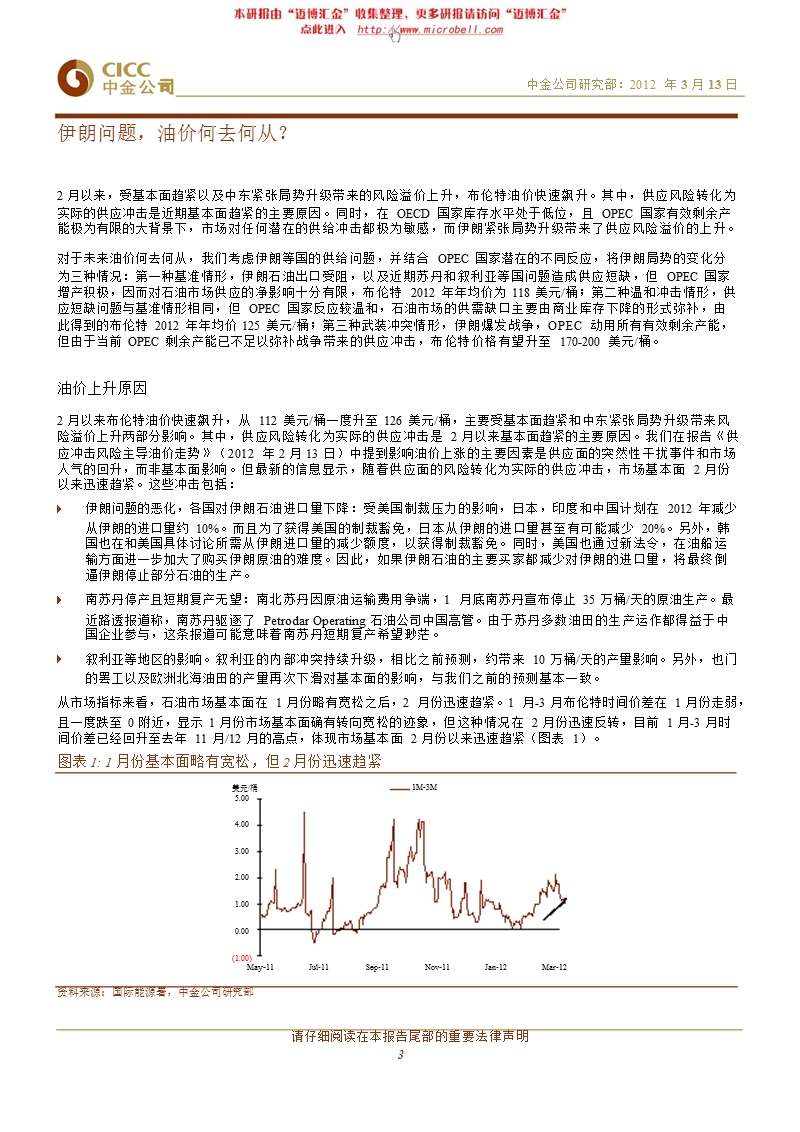 中金公司-策略报告：伊朗问题对油价、经济、投资的影响-120313.ppt_第3页