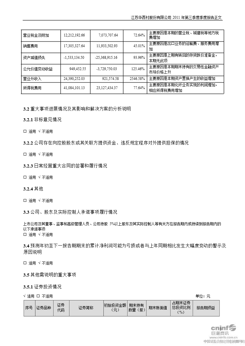 华 西 村：2011年第三季度报告正文.ppt_第3页