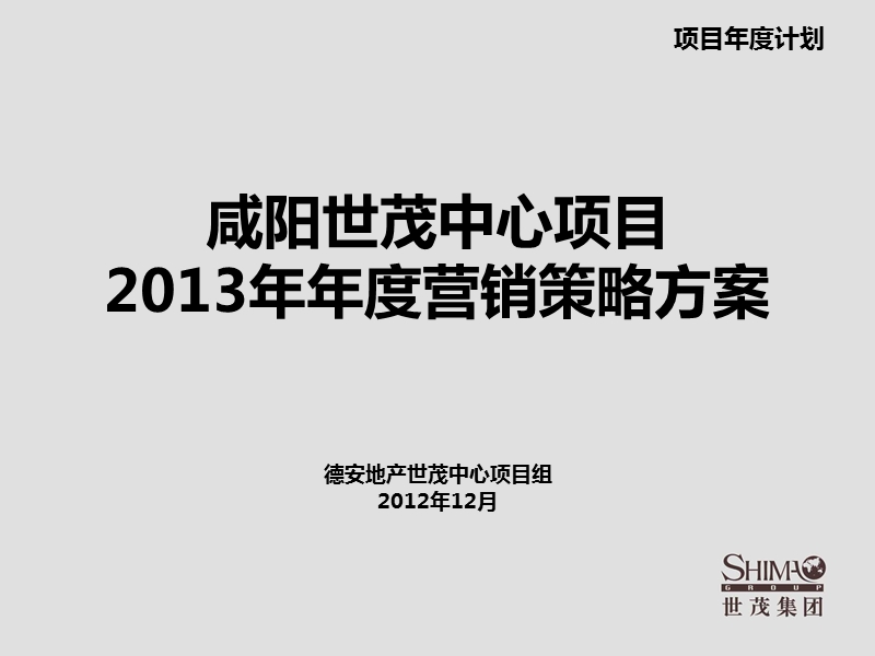 咸阳世茂中心项目2013年年度营销策略提案.ppt_第1页