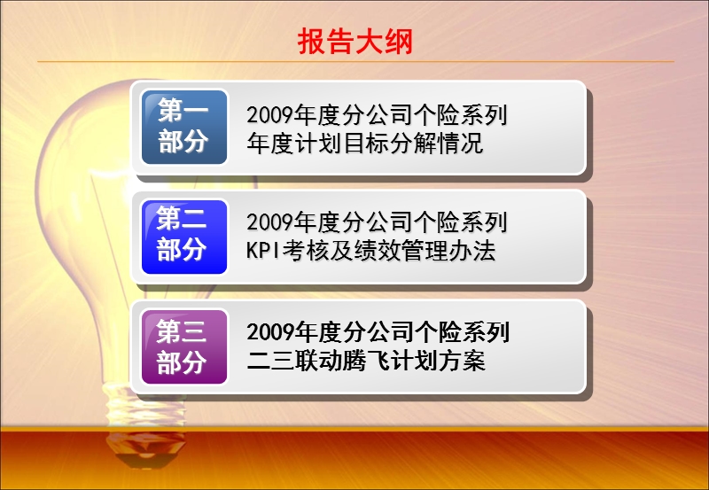 xx保险公司xx分公司2009年度业务规划--个险系列会议报告.ppt_第2页