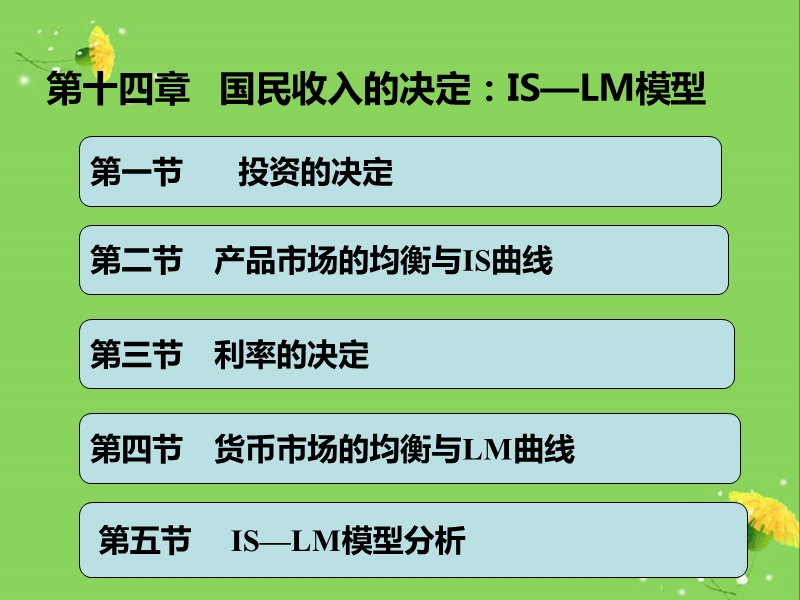 国民收入决定理论：IS-LM模型 PPT课件.ppt_第1页