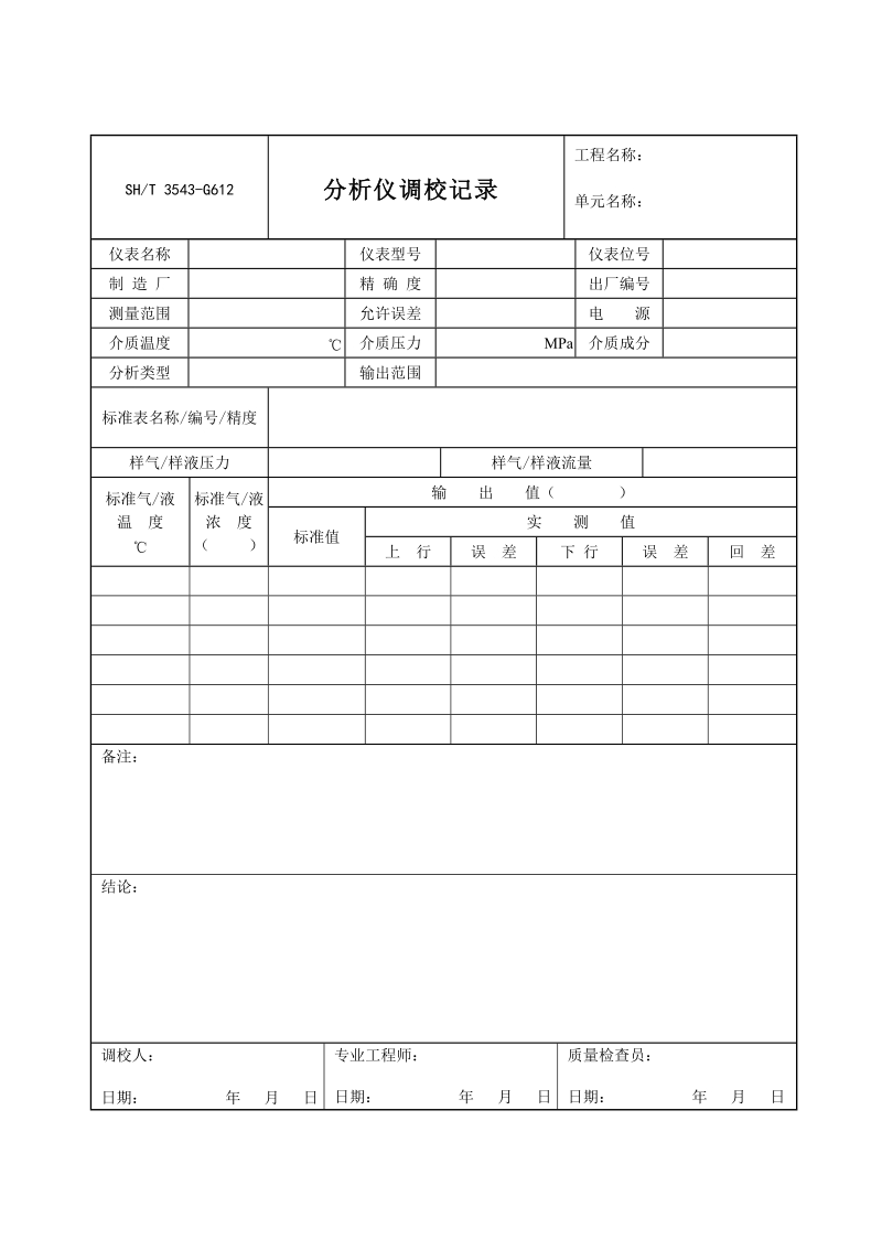 3543-G612分析仪调校记录.doc_第1页