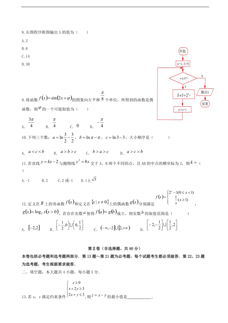 2018年度云南民族大学附属中学高三10月月考 数学.doc_第2页