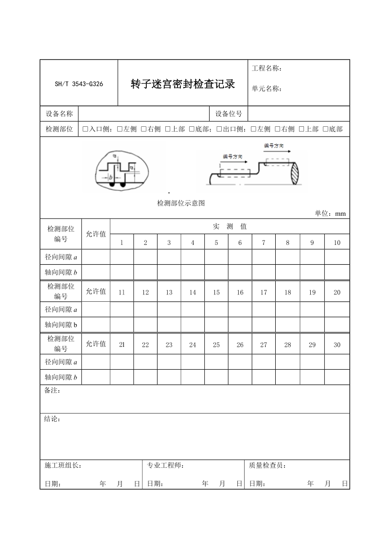 3543-G326转子迷宫密封检查记录.doc_第1页