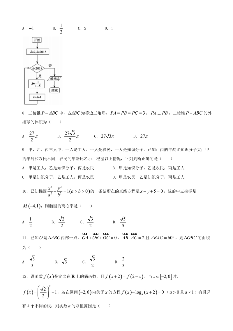 2018年度广西南宁市高三毕业班摸底联考 数学（理）.doc_第2页