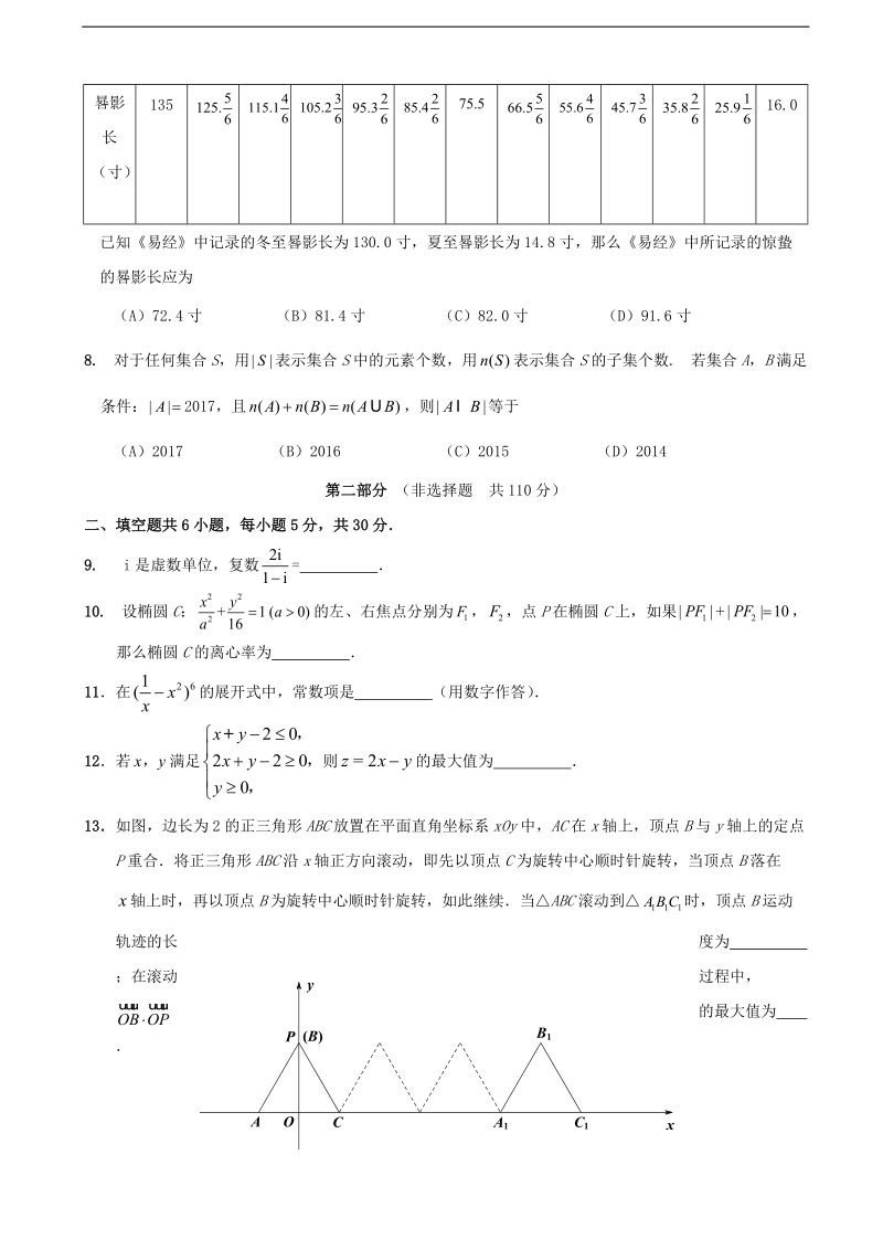 2017年北京市丰台区高三上学期期末考试数学（理）试题（word版）.doc_第2页