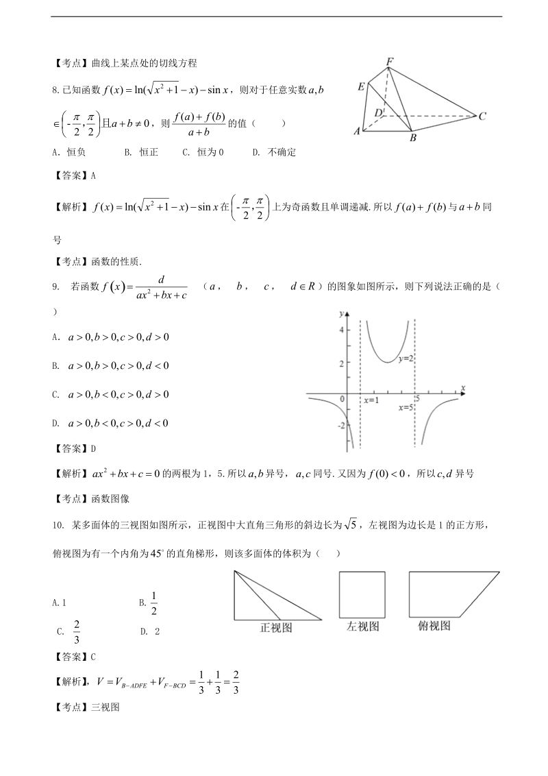 2018学年山东省临沂市第一中学高三12月月考数学（文）试题.doc_第3页