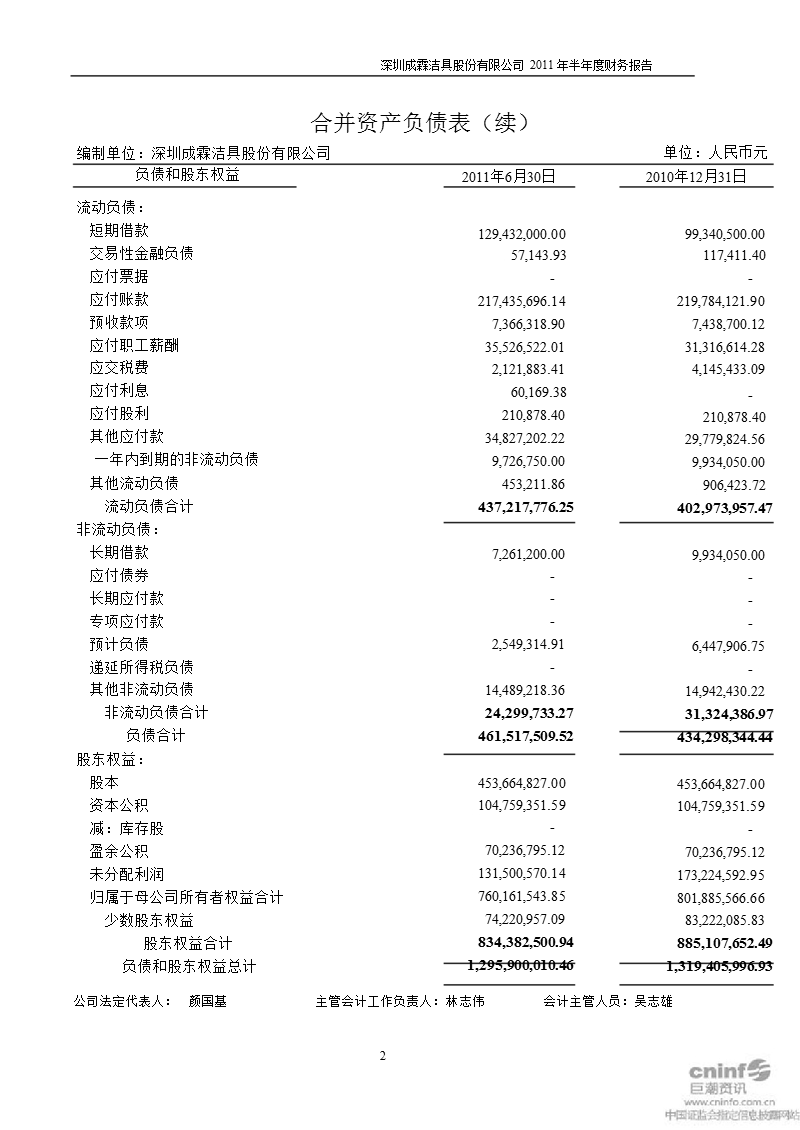 成霖股份：2011年半年度财务报告.ppt_第2页