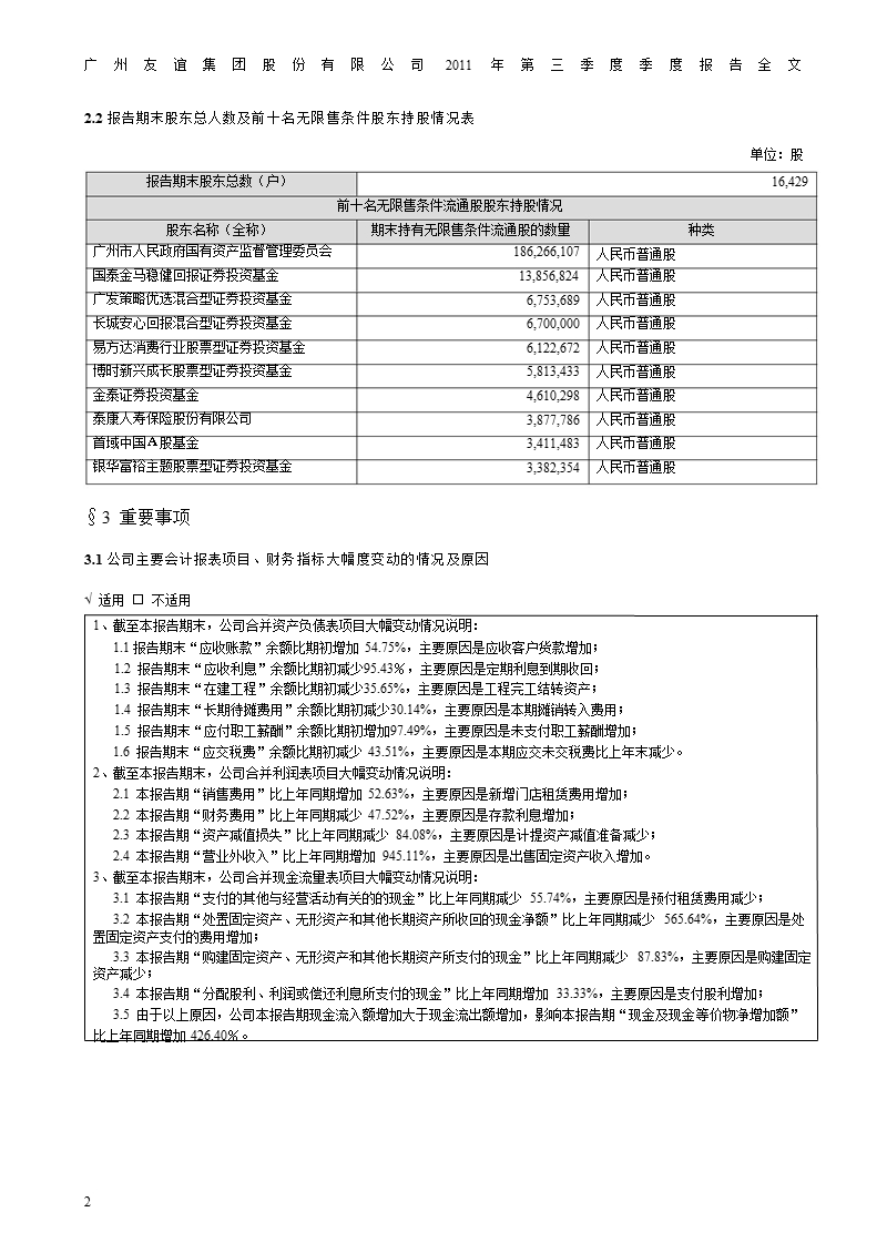 广州友谊：2011年第三季度报告全文.ppt_第2页