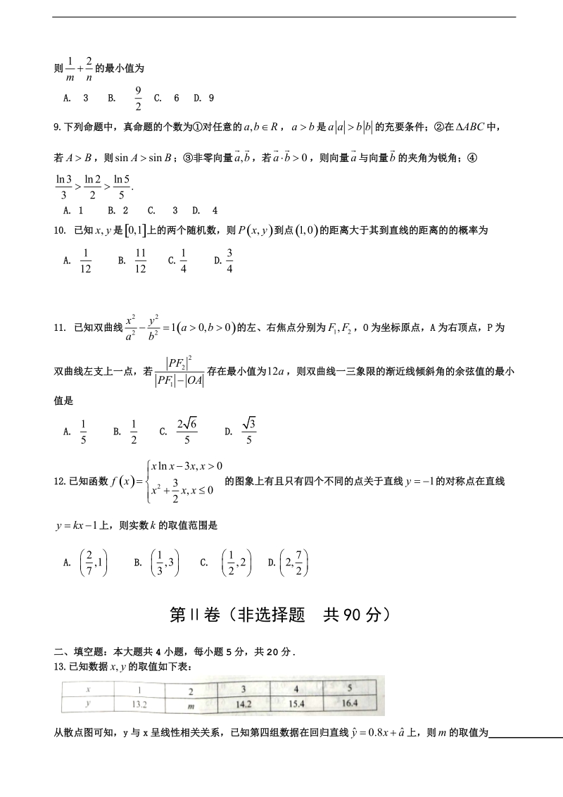 2017年山西省榆社中学高三5月适应性考试 数学（理）.doc_第2页