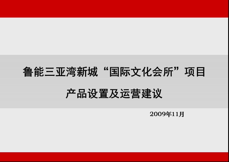 鲁能三亚湾新城“国际文化会所”项目产品设置及运营建议项目定位别墅.ppt_第1页