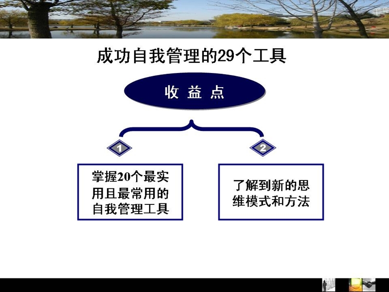 最经典实用有价值的管理培训课件之四十七：自我管理的29个工具.ppt_第1页