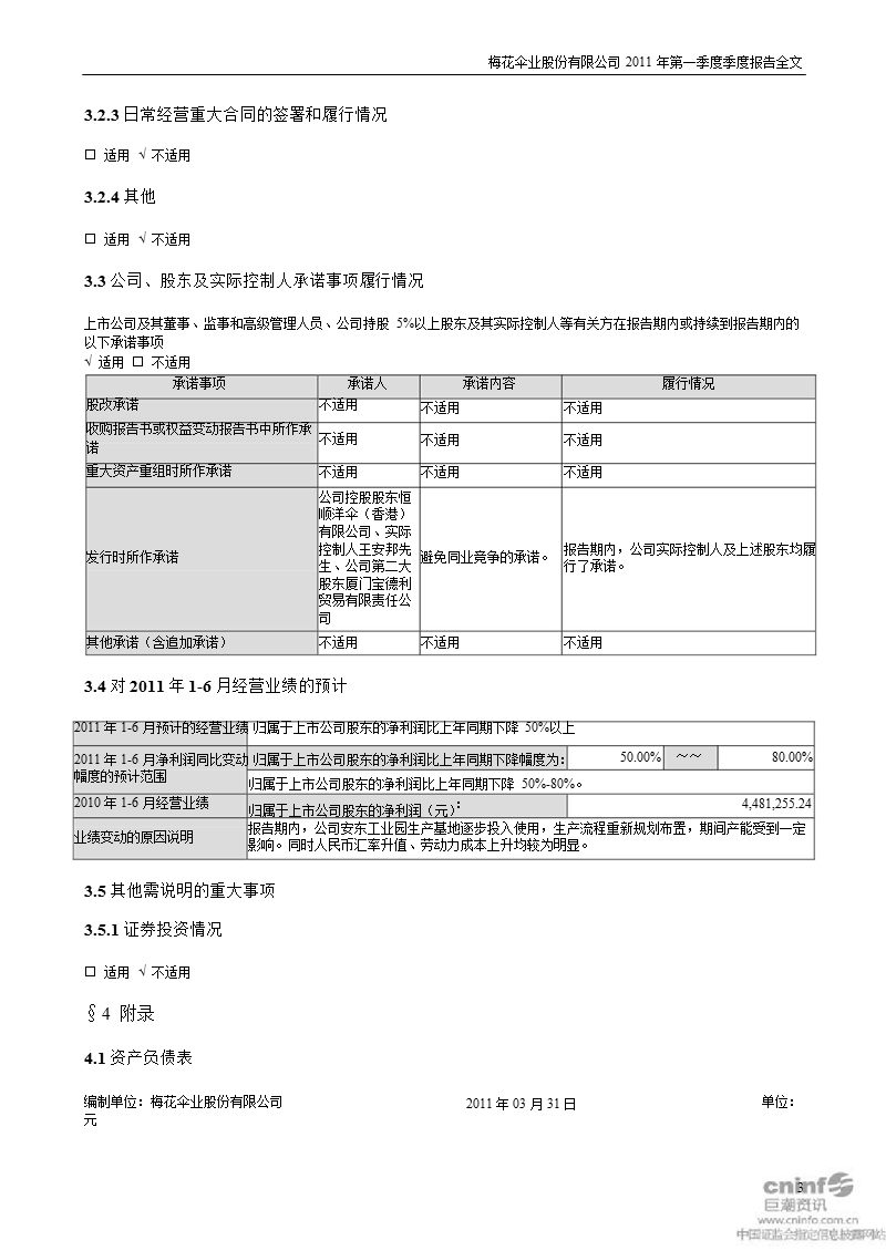 梅 花 伞：2011年第一季度报告全文.ppt_第3页