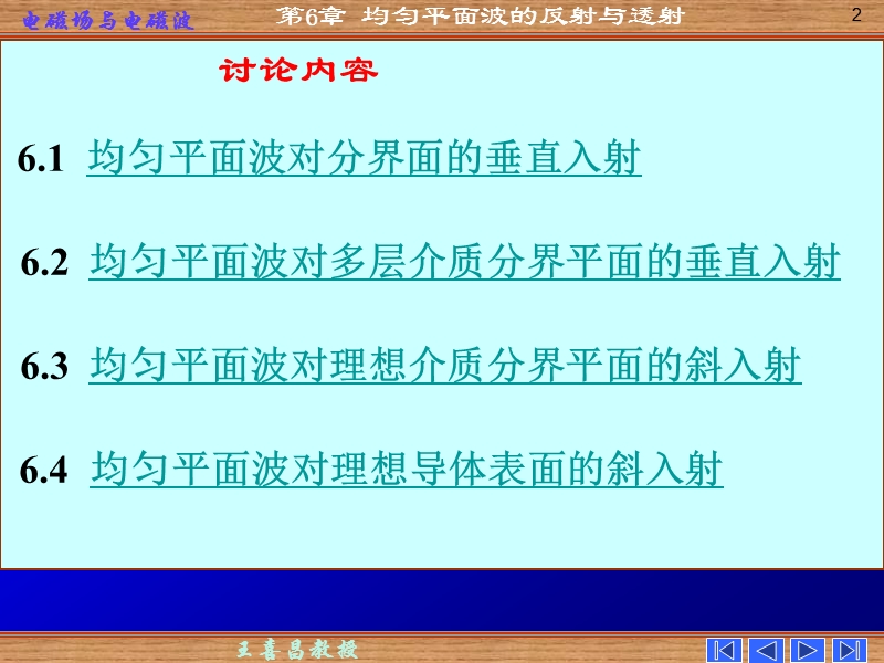 第六章 均匀平面波的反射和透射 电磁场与电磁波 课件 谢处方.ppt_第2页