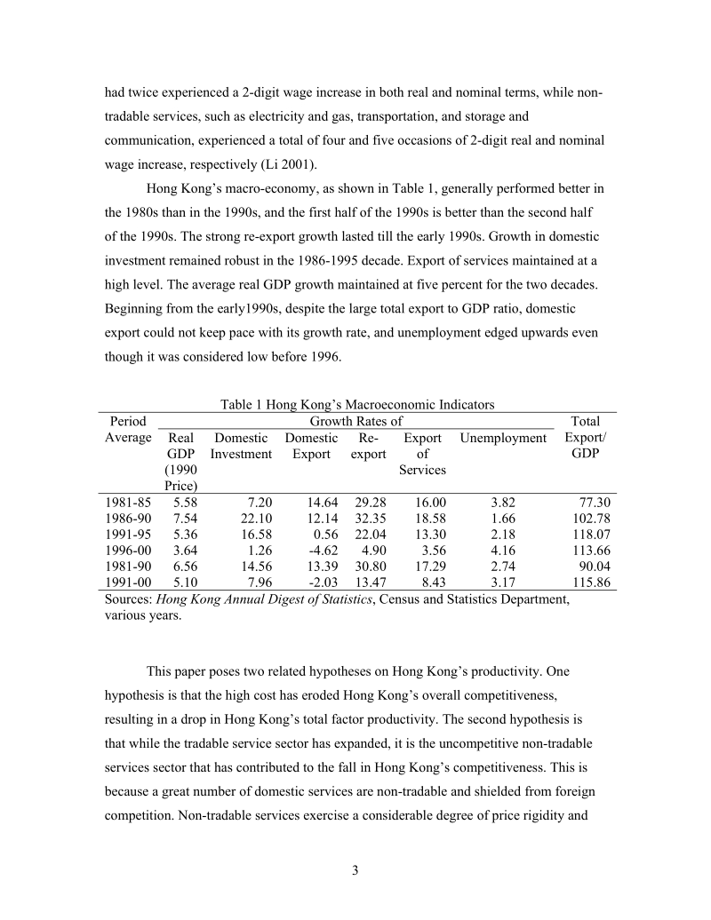 Hong Kong’s Productivity and Competitiveness in the Two Decades of 1980-2000.doc_第3页