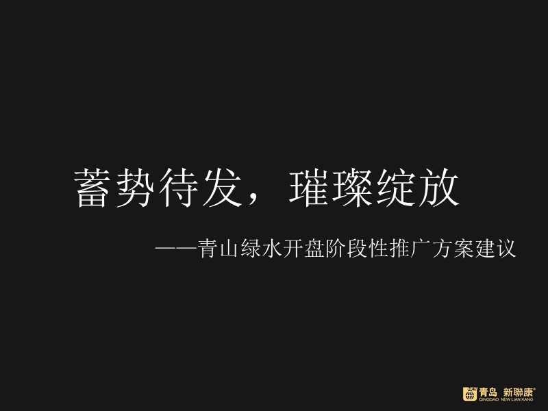 青岛新联康-2010年青岛青山绿水开盘阶段性推广方案建议.ppt_第1页