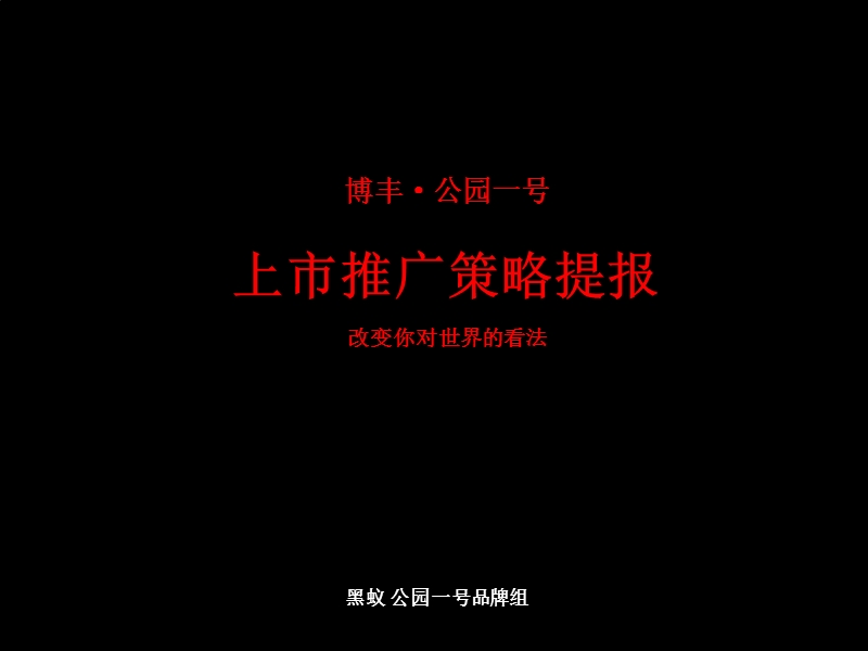 黑蚁重庆公园一号上市推广策略提报.ppt_第1页