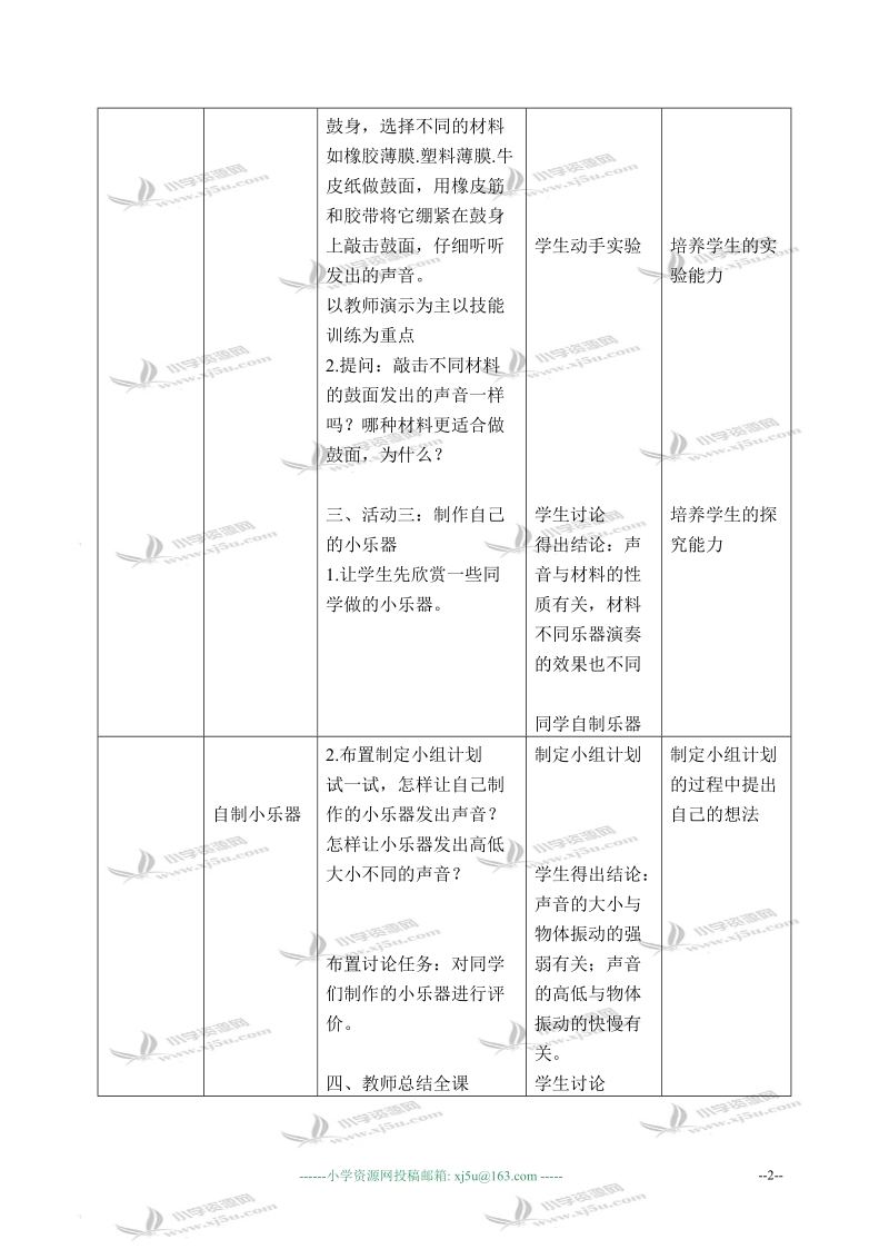 （冀教版）三年级科学下册教案 自制小乐器 3.doc_第2页