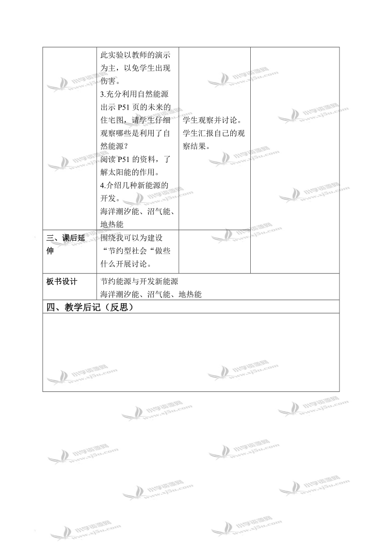 （苏教版）六年级科学下册教案 节约能源与开发新能源 3.doc_第3页