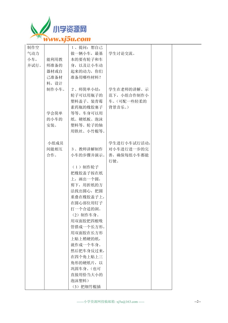 （苏教版）四年级科学下册教案 做小车.doc_第2页