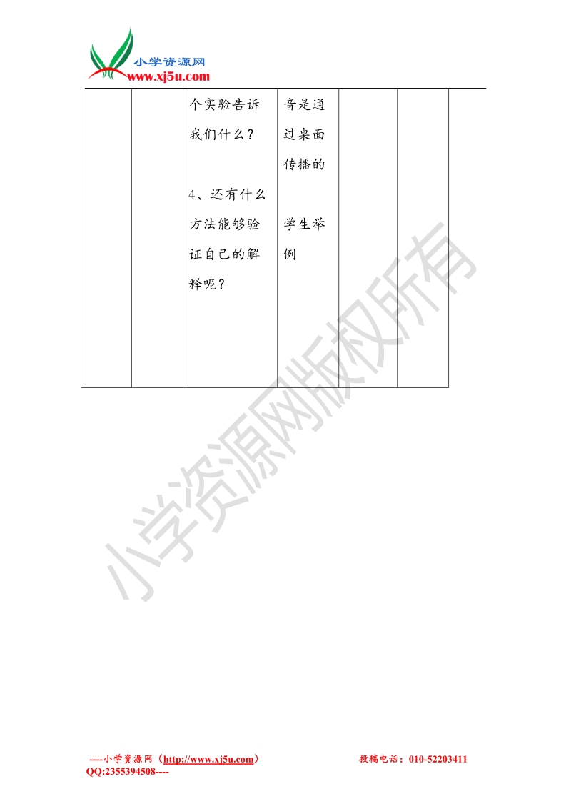 小学（ 翼教版）三年级科学下册 第2单元 4《物体传声》教案2.doc_第3页