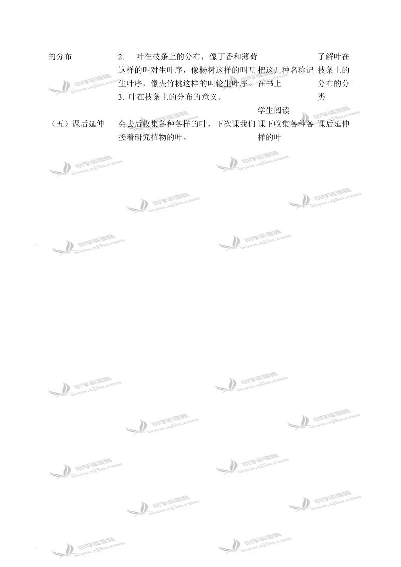 （首师大版）四年级科学上册教案 叶的组成 1.doc_第3页