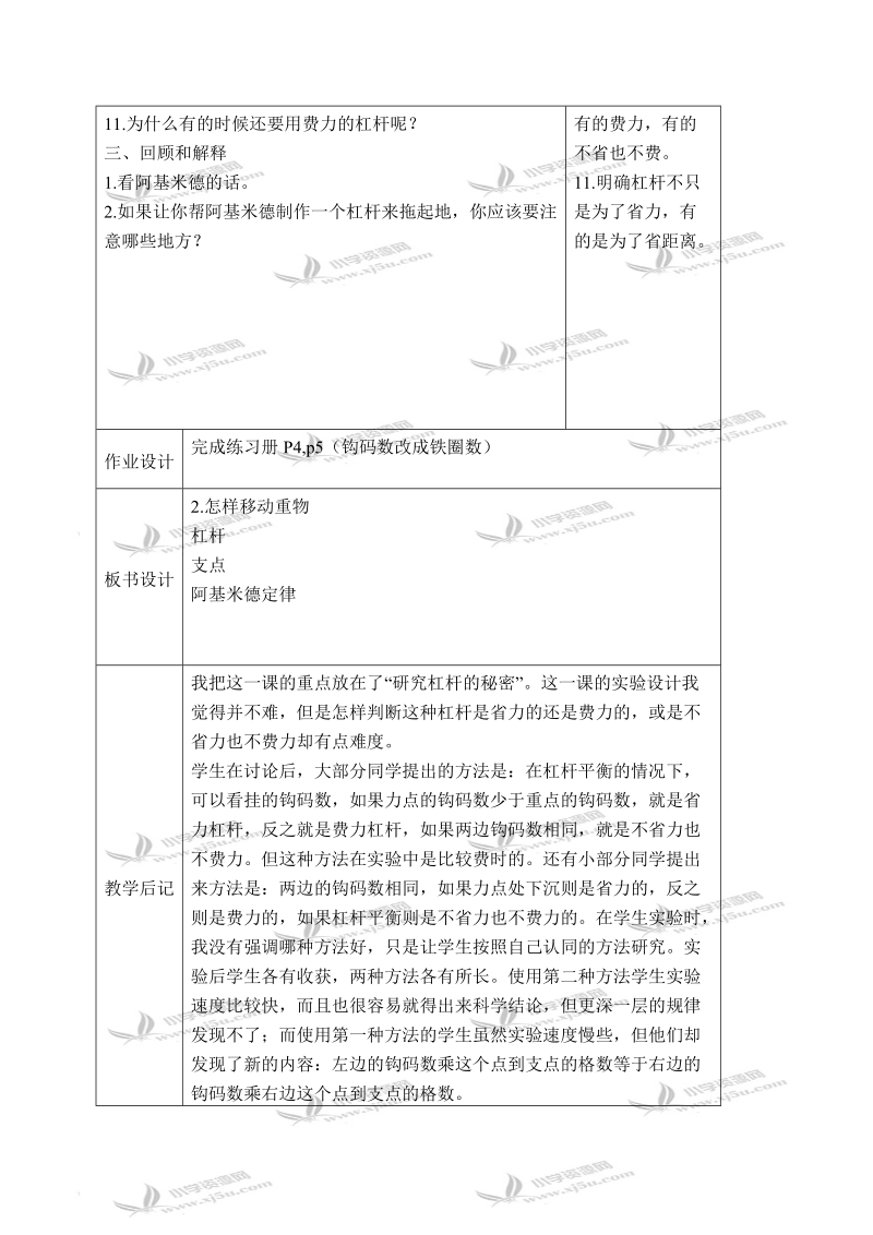 （苏教版）五年级科学下册教案 怎样移动重物 3.doc_第2页