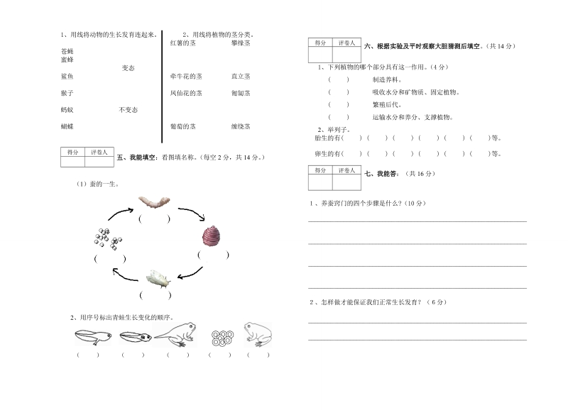 三年级下科学单元测试教科版三年级下册科学第二单元检测试卷教科版（三起）.doc_第2页