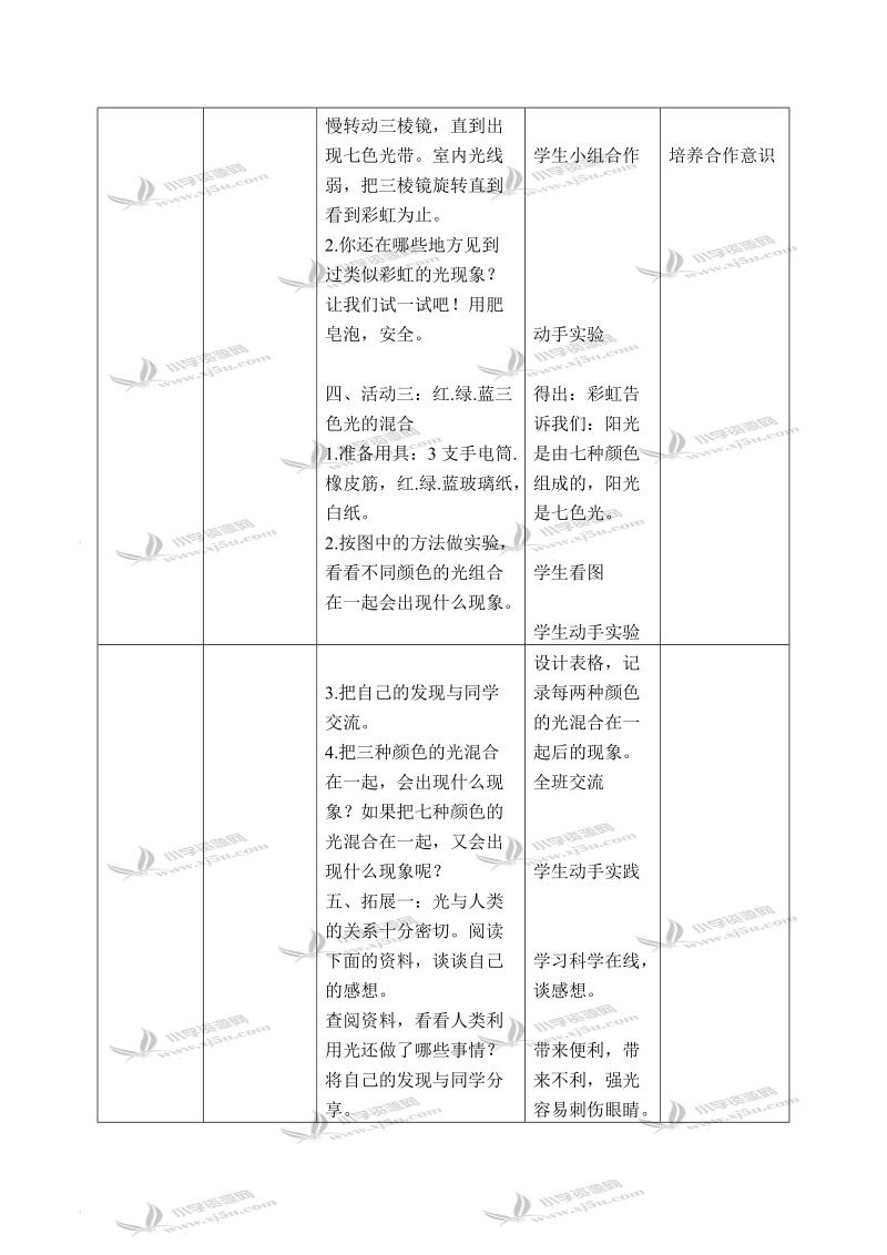 （冀教版）三年级科学下册教案 七色光 2.doc_第2页