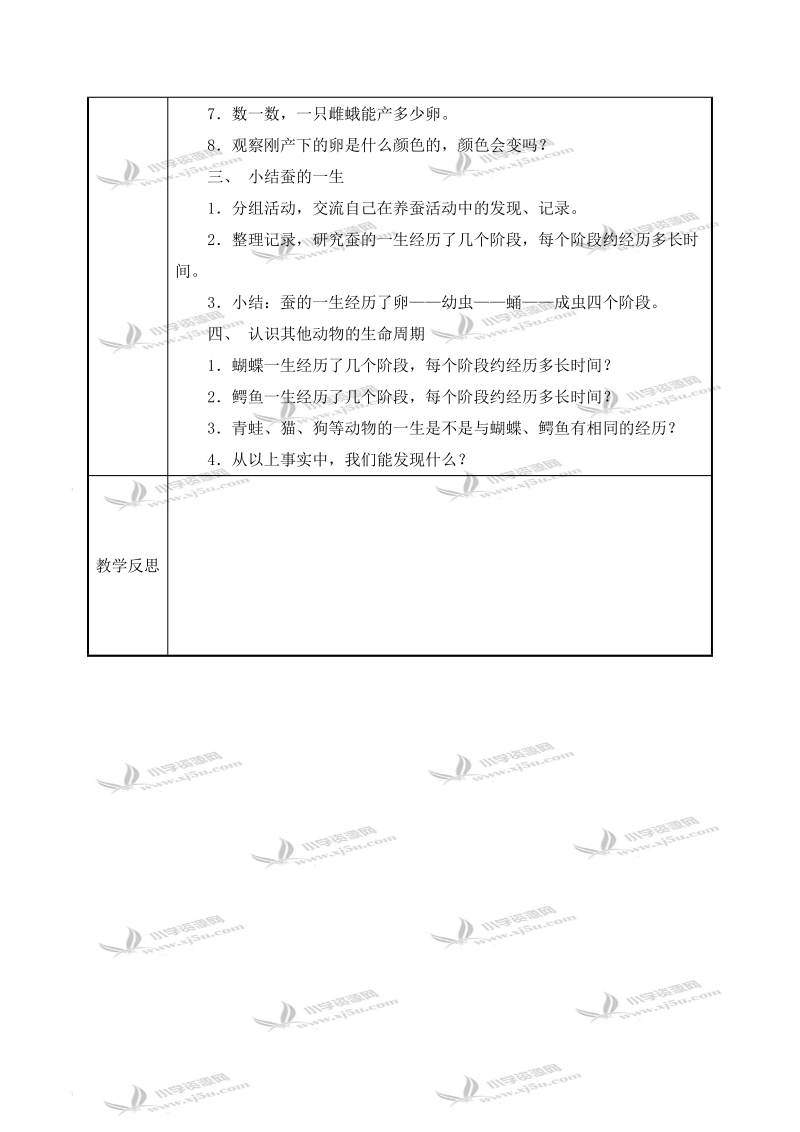 （教科版）三年级科学下册教案 蚕的生命周期 1.doc_第2页