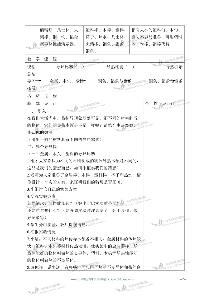 （教科版）五年级科学下册教案 传热比赛 3.doc_第2页