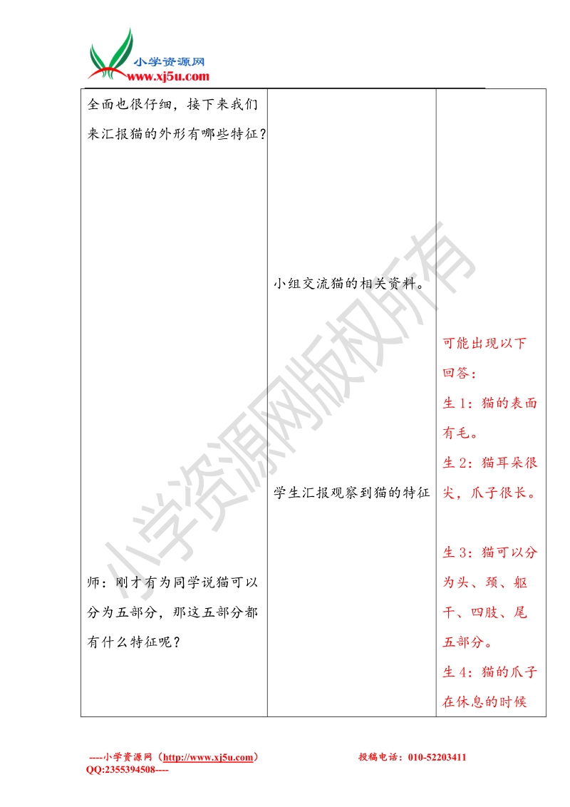 小学（  青岛版）三年级科学下册《猫和兔》教案1.doc_第3页