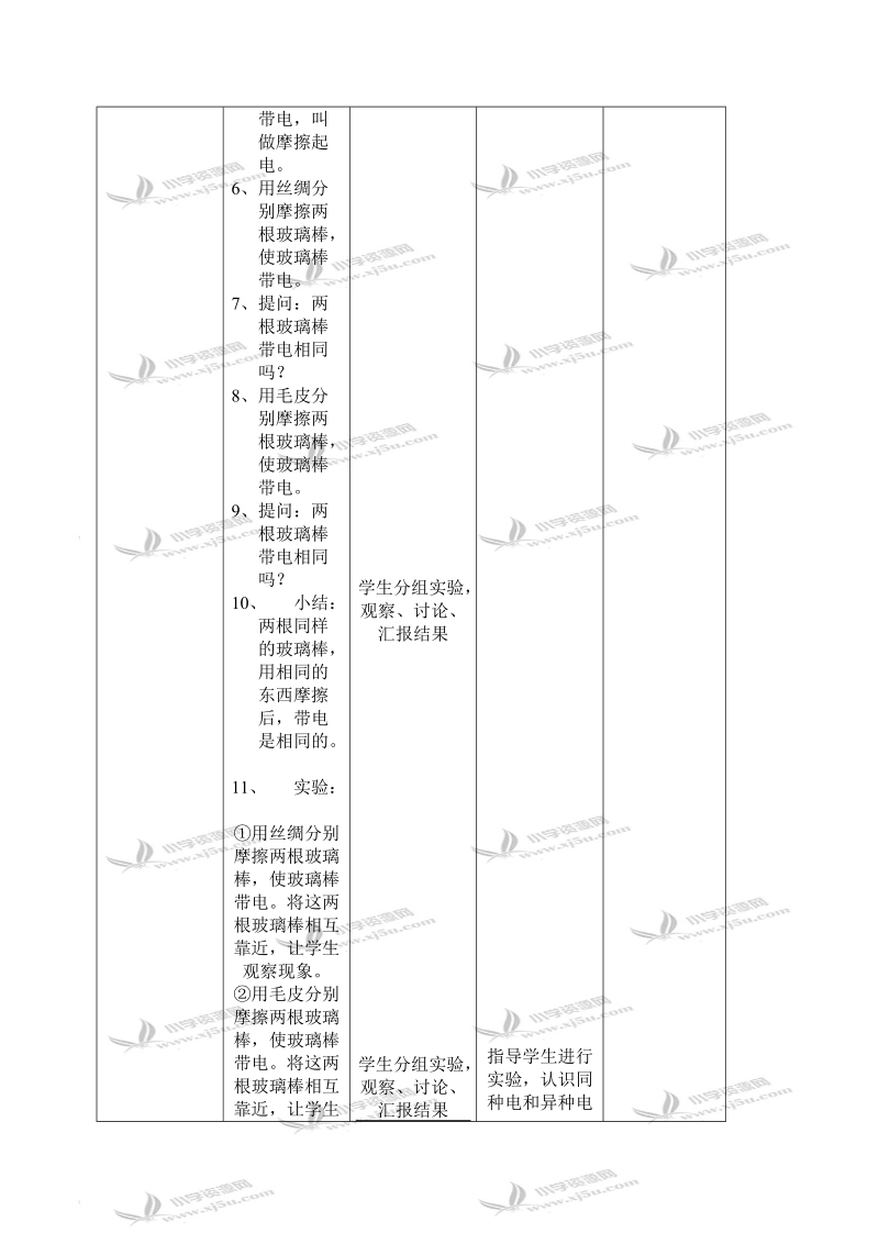 (首师大版)四年级科学上册教案 正电和负电 2.doc_第3页