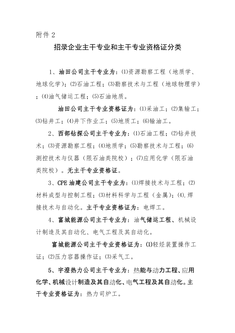 附件2：招录企业主干专业和主干专业资 格 证分类.doc_第1页