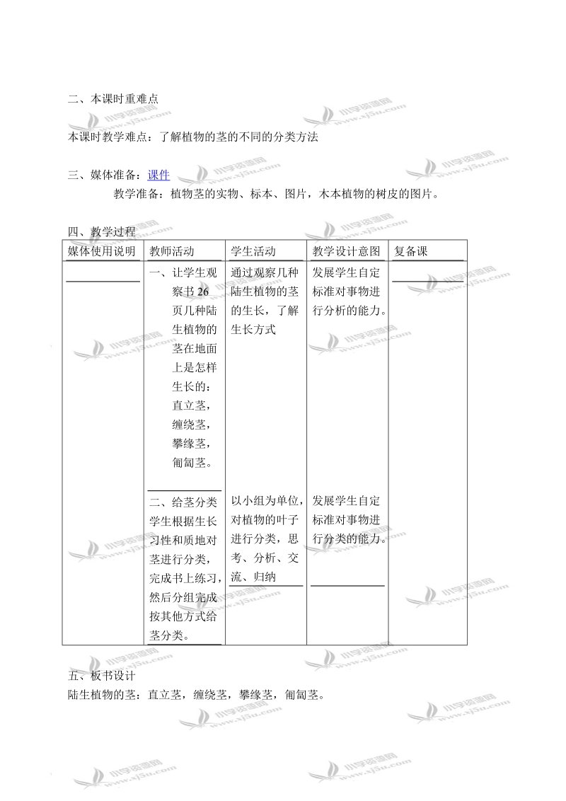 （首师大版）四年级科学上册教案 各种各样的茎 2.doc_第2页