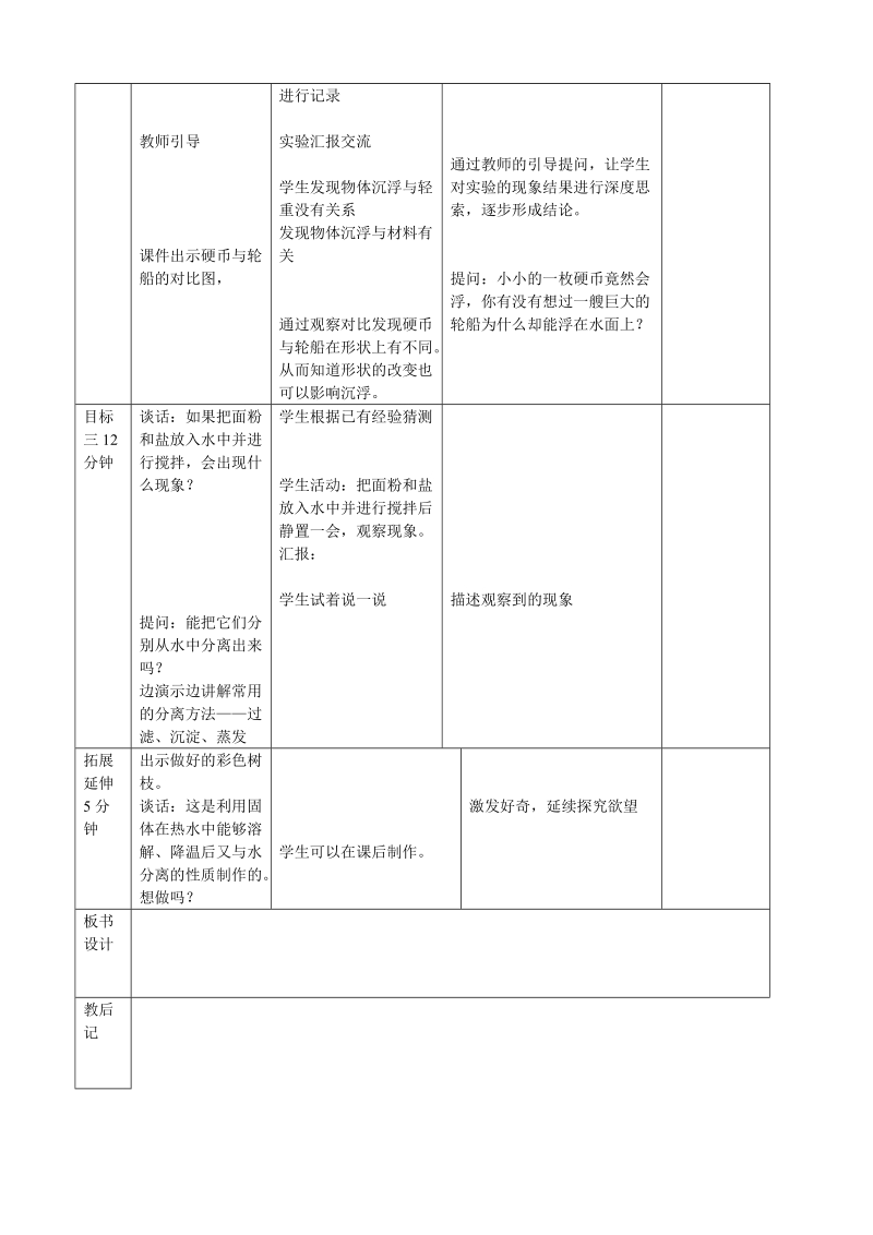 三年级下科学教案3+2《把固体放入水里》苏教版（三起）.doc_第2页