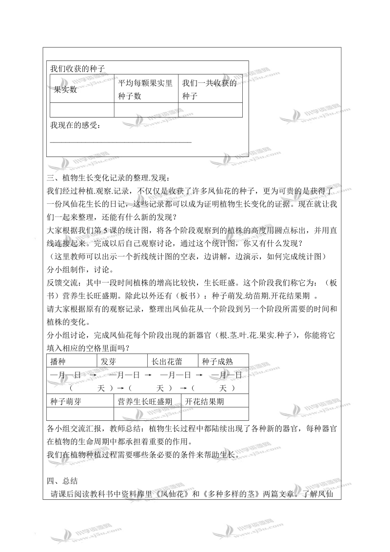 （教科版）三年级科学下册教案 我们的大丰收 3.doc_第3页