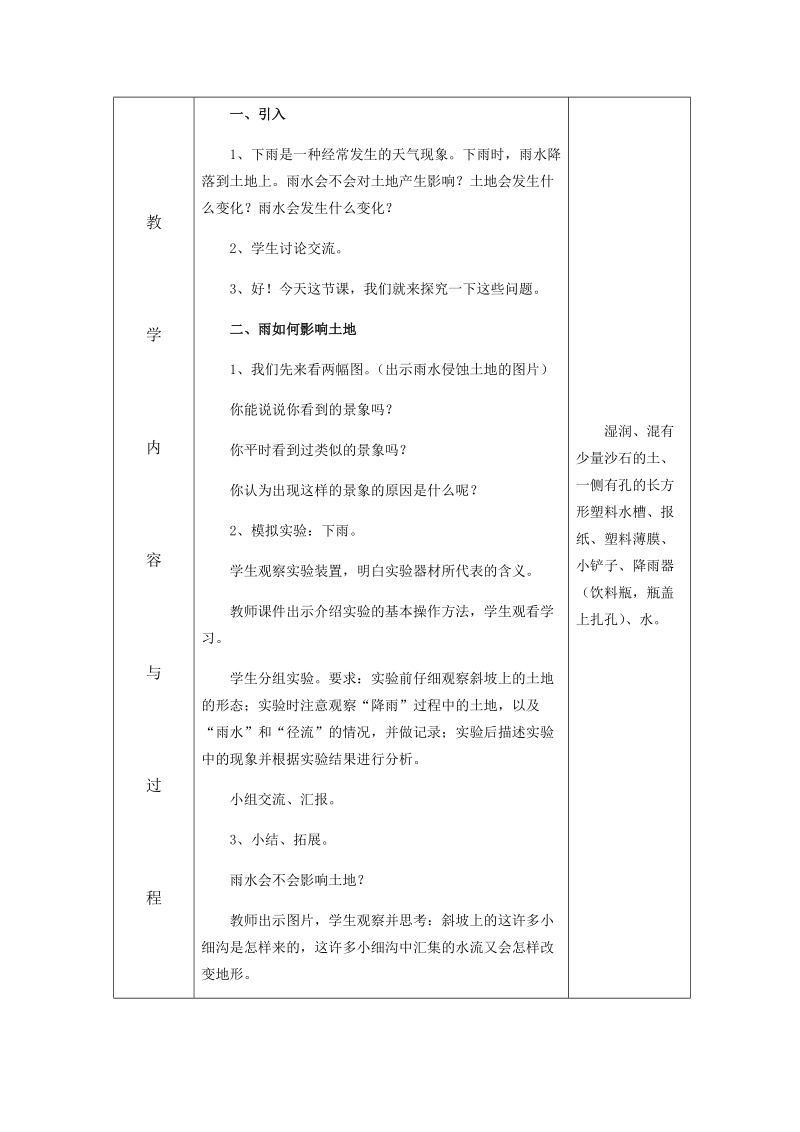 五年级上科学教案3.5 雨水对土地的侵蚀教科版（三起）.docx_第2页