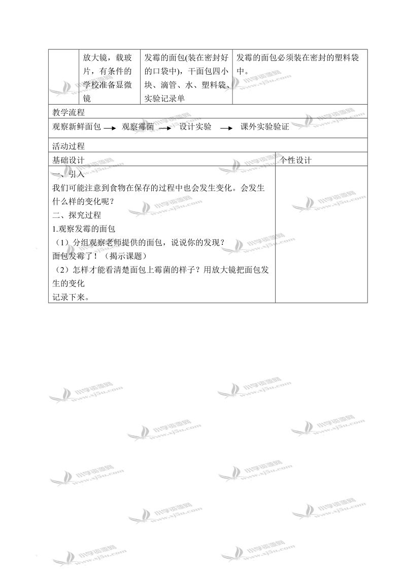 （教科版）四年级科学下册教案 面包发霉了 3.doc_第2页