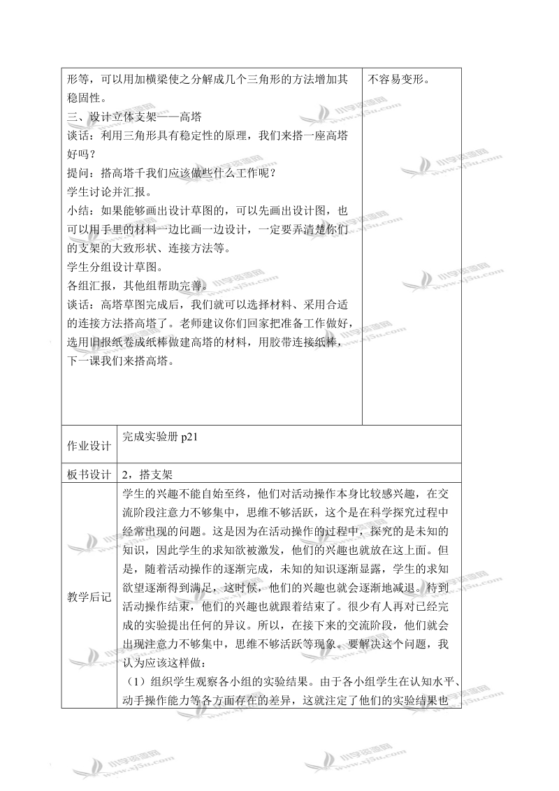 （苏教版）五年级科学下册教案 搭支架 3.doc_第2页