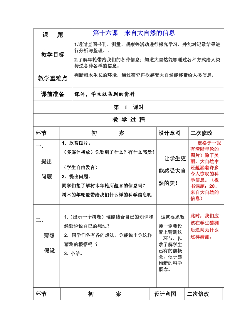 六年级下科学学案六年级下册  第十六课  来自大自然的信息  导学案青岛版（六三制）.doc_第1页