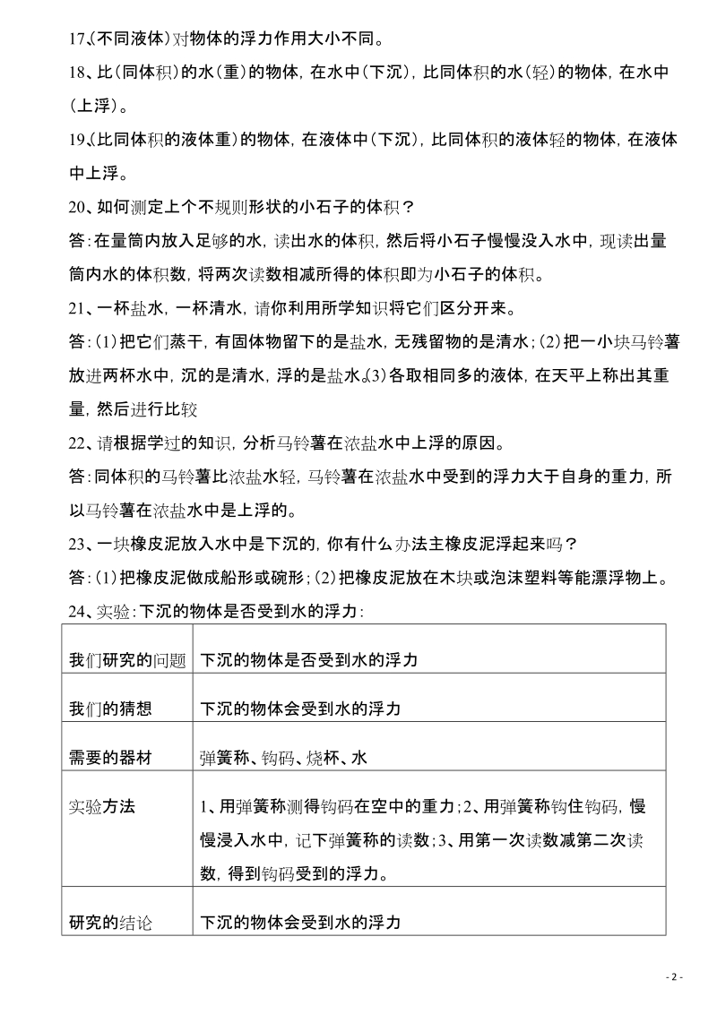 五年级下科学教案教科版五年级科学下册知识点资料教科版（三起）.docx_第2页