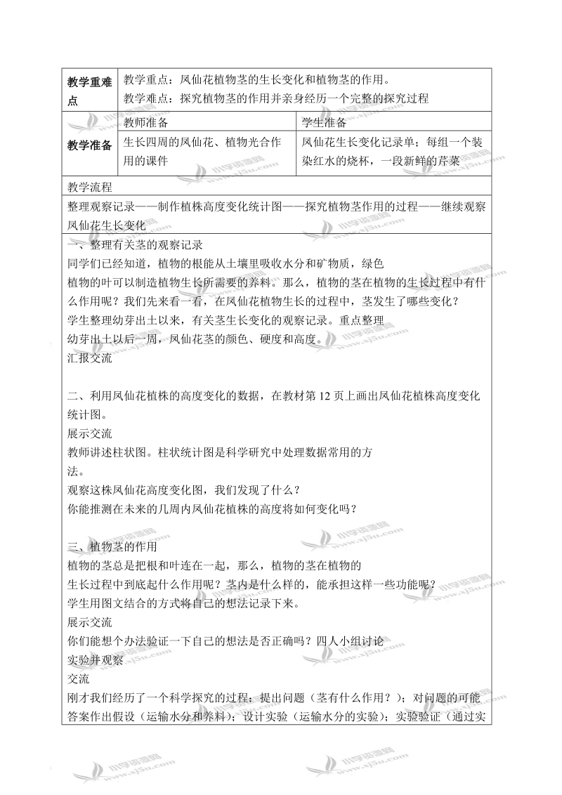 （教科版）三年级科学下册教案 茎越长越高 2.doc_第2页