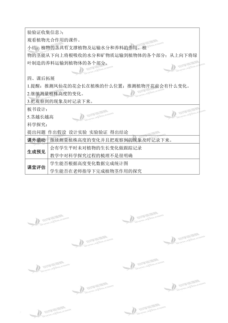 （教科版）三年级科学下册教案 茎越长越高 2.doc_第3页