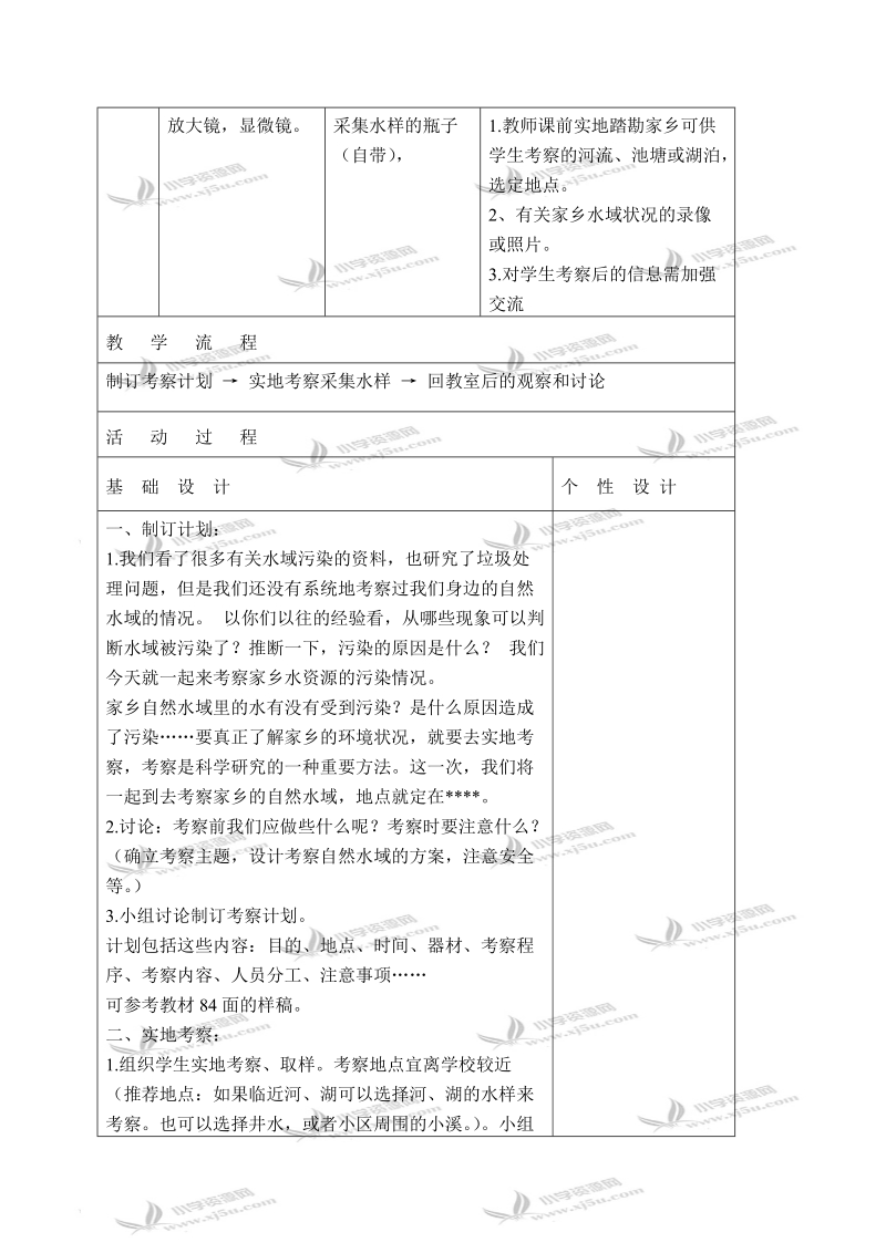 （教科版）六年级科学下册教案 考察家乡的自然水域 2.doc_第2页