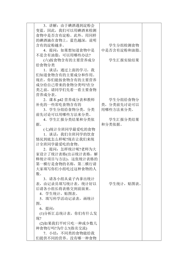 四年级上科学教案第四单元+吃的学问++1我们吃什么苏教版（三起）.doc_第3页