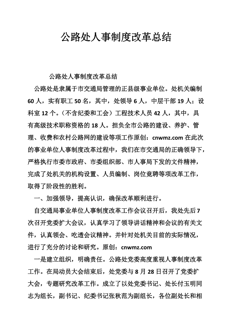 公路处人事制度改革总结.doc_第1页